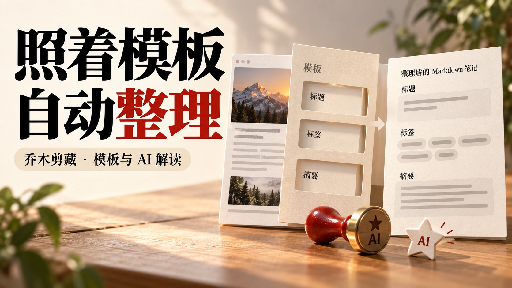 模板与 AI 解读：照着模板，自动整理