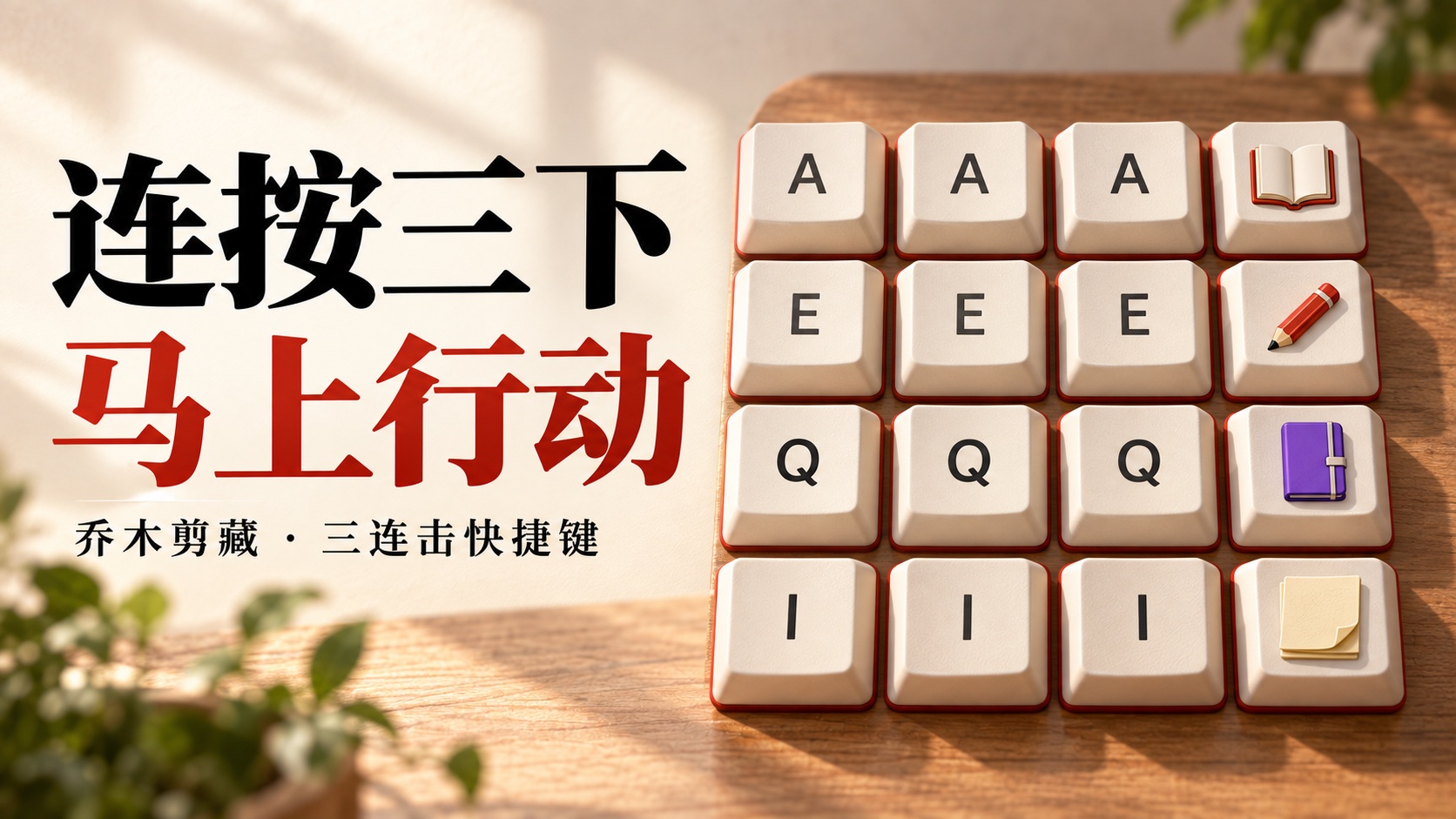 三连击快捷键：AAA 阅读、EEE 编辑、QQQ 剪藏、III 记笔记